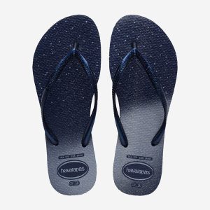 INFRADITO HAVAIANAS DONNA MARE PISCINA NUOTO SLIM LOGO GLITTER BLU