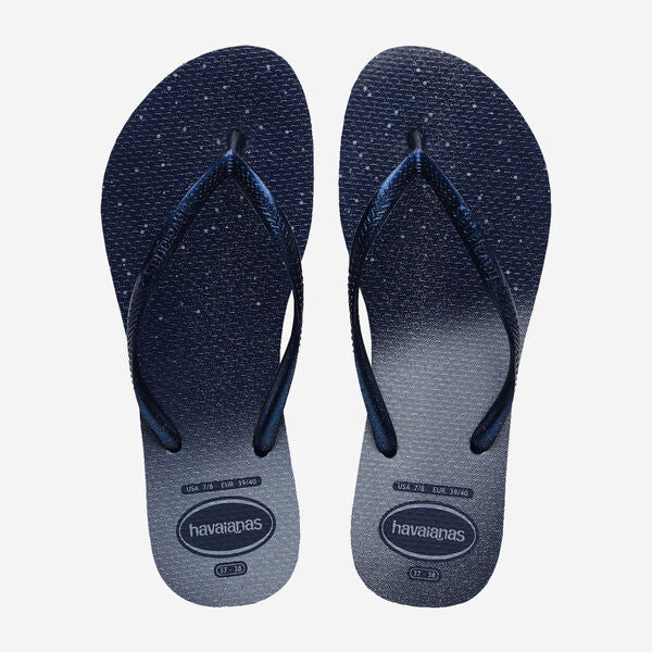 INFRADITO HAVAIANAS DONNA MARE PISCINA NUOTO SLIM LOGO GLITTER BLU - immagine 2