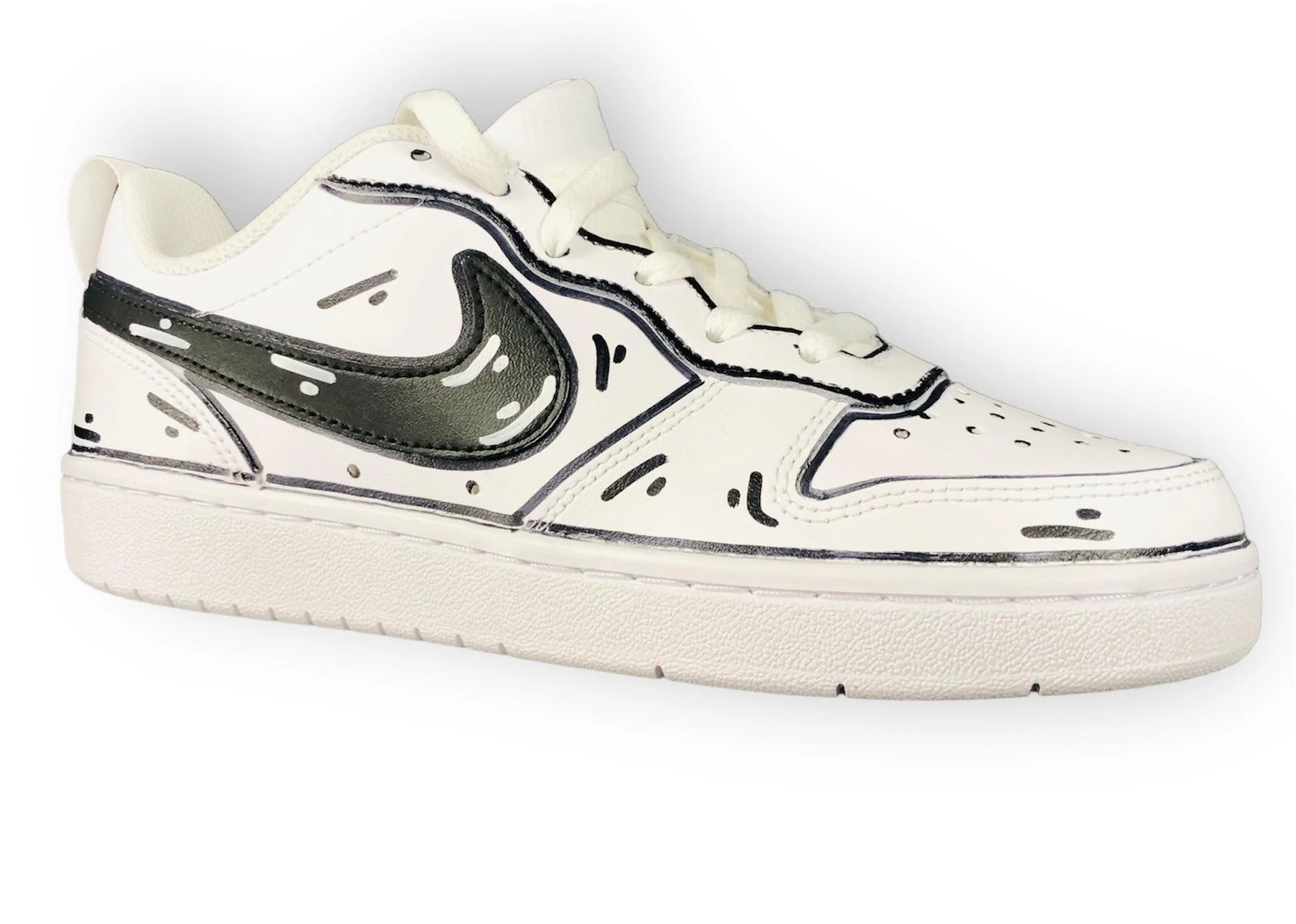 SCARPE NIKE COURT BOROUGH LOW 2 LE SNEAKERS ONE CUSTOM COMICS BLACK - immagine 2