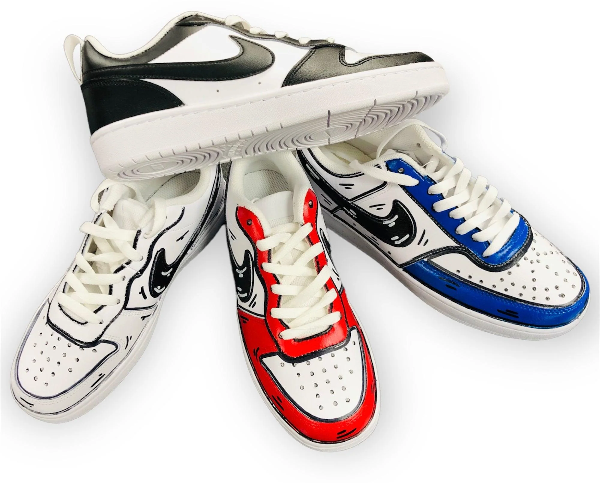 SCARPE NIKE COURT BOROUGH LOW 2 LE SNEAKERS ONE CUSTOM COMICS BLACK - immagine 4