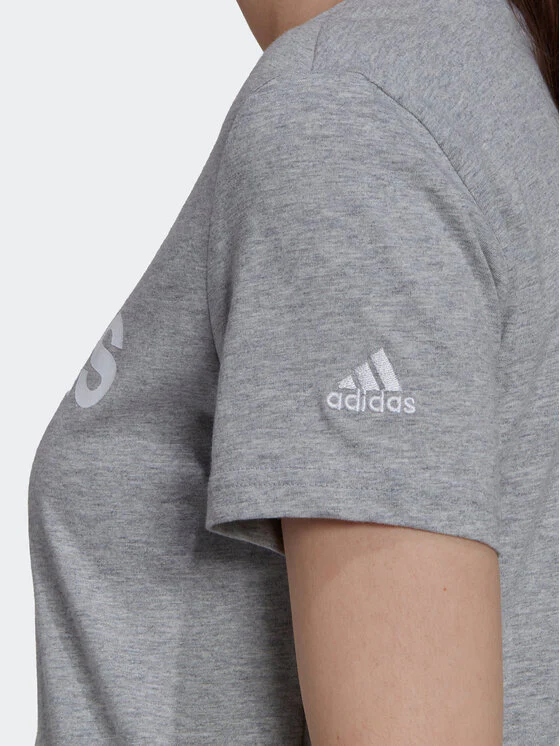 T SHIRT ADIDAS MAGLIA DONNA PALESTRA ESSENTIALS LOGO GRIGIA - immagine 3